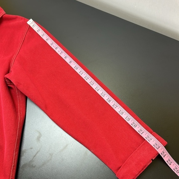 Denim&Co.Red Denim Long Line Jacket Button Front Pockets size Medium Oversized - Picture 12 of 14